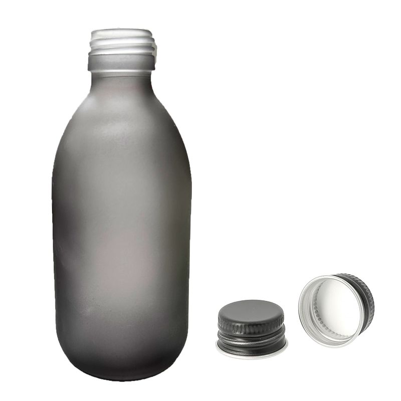 300ml Šedá Skleněná Lékovka - Bez Uzávěru