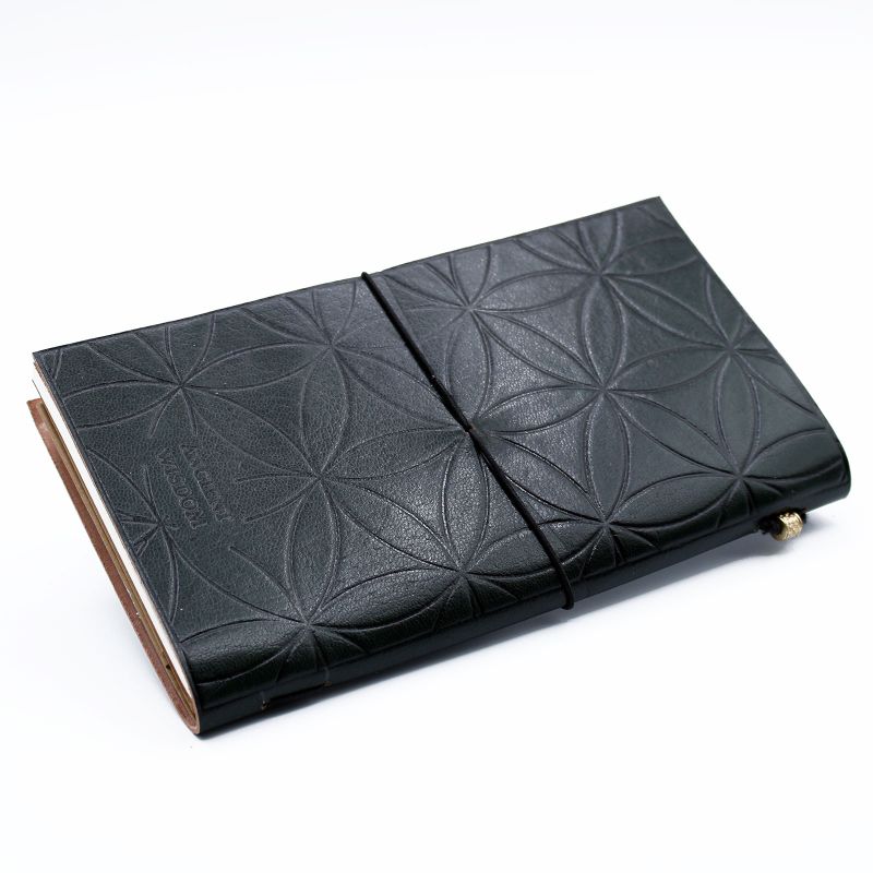 Carnet en Cuir -Fleur de Vie - Vert