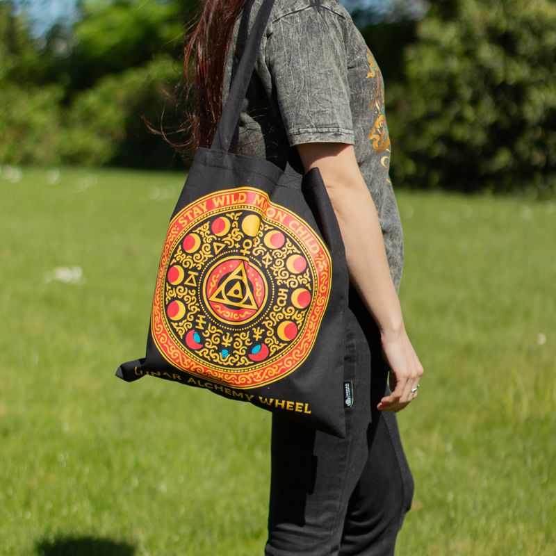 Культова Базова Сумка-тоут Чорна (40x36 см), 6 oz - Luna Alchemy Wheel