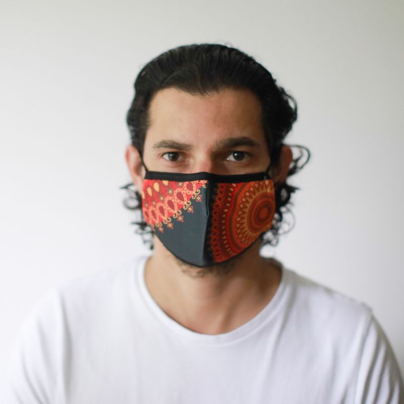 Masques Personnalisés en Tissu Adulte - Mandala Orange