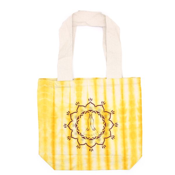 Saco de algodão Tye-Dye (6oz) - 38x42x12cm - Mãos Namaste - Amarelo - Alça Natural