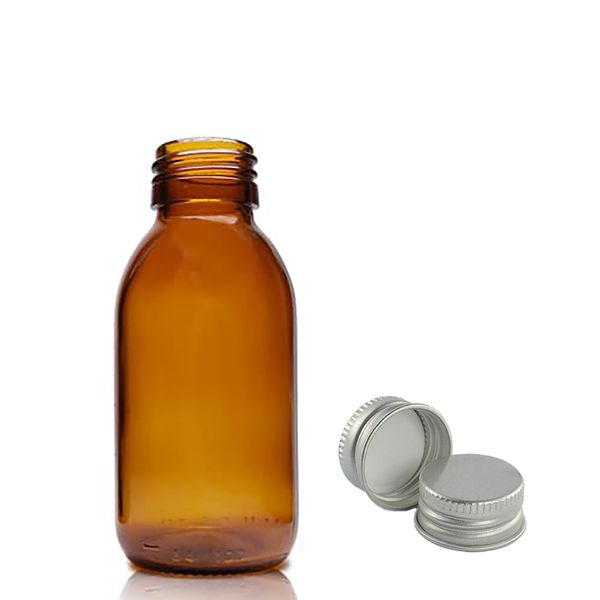 Jantarna Staklena Farmaceutska Boca s Aluminijskim Čepom 100ml