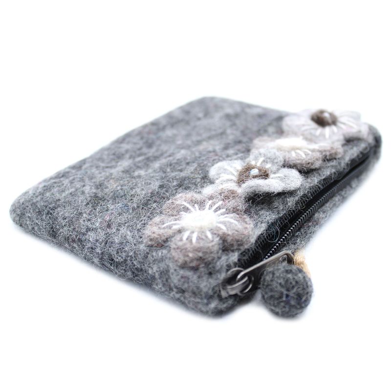 Pochette en feutre naturel (asst) - Quatre Fleurs