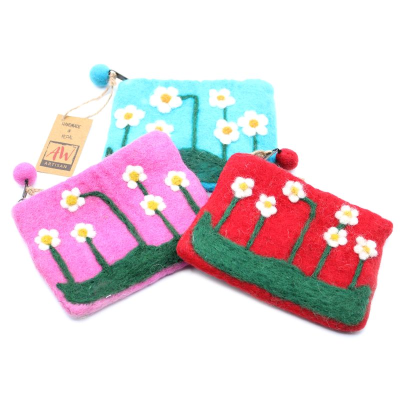 Pochette en feutre naturel (asst) - Fleurs Jardin