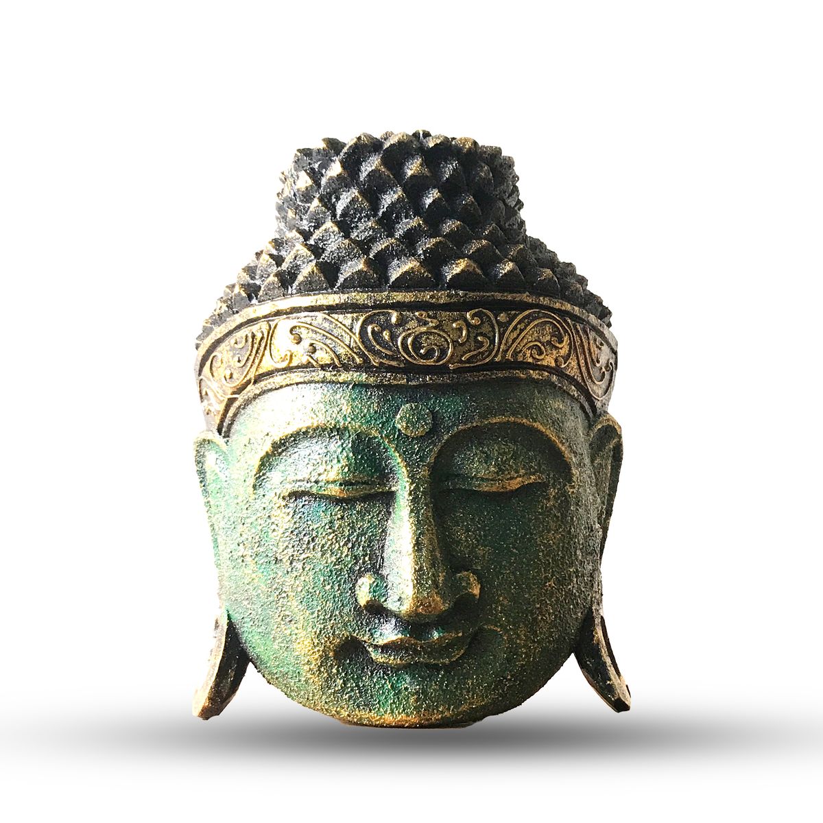 Decoração pro Lar Cabeça de Buda - 25 cm - Acabamento Verde Brilhante