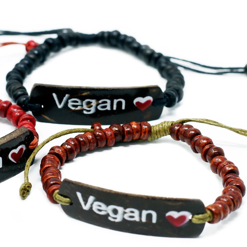Kokosové Náramky se Sloganem - Vegan