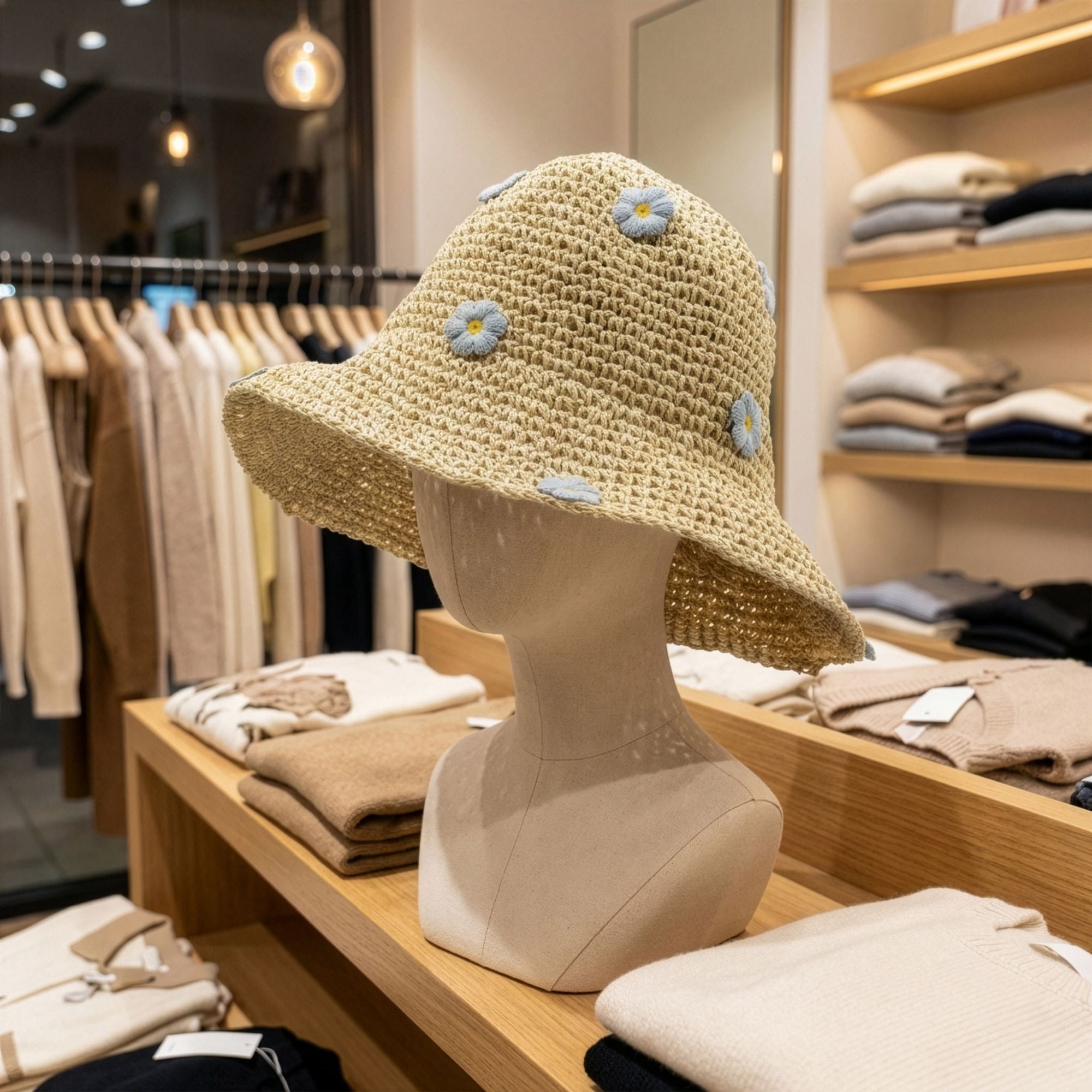 Nomad Sari Floppy Straw Sun Hat - Coffee & Daiseys