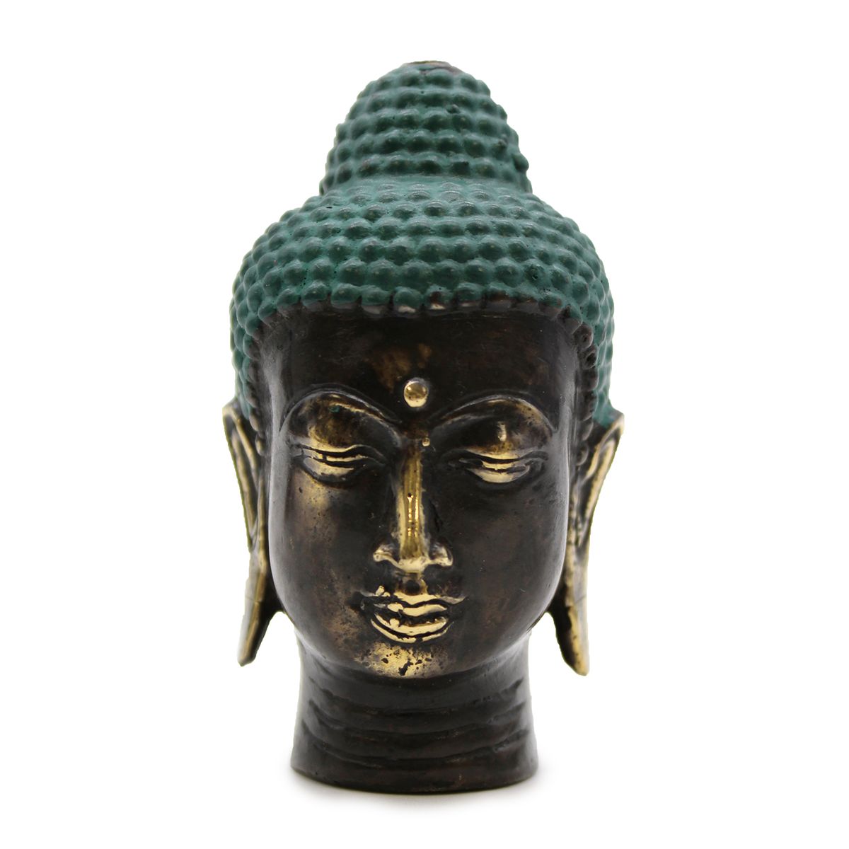 Cabeça de Buda pequena em latão antigo