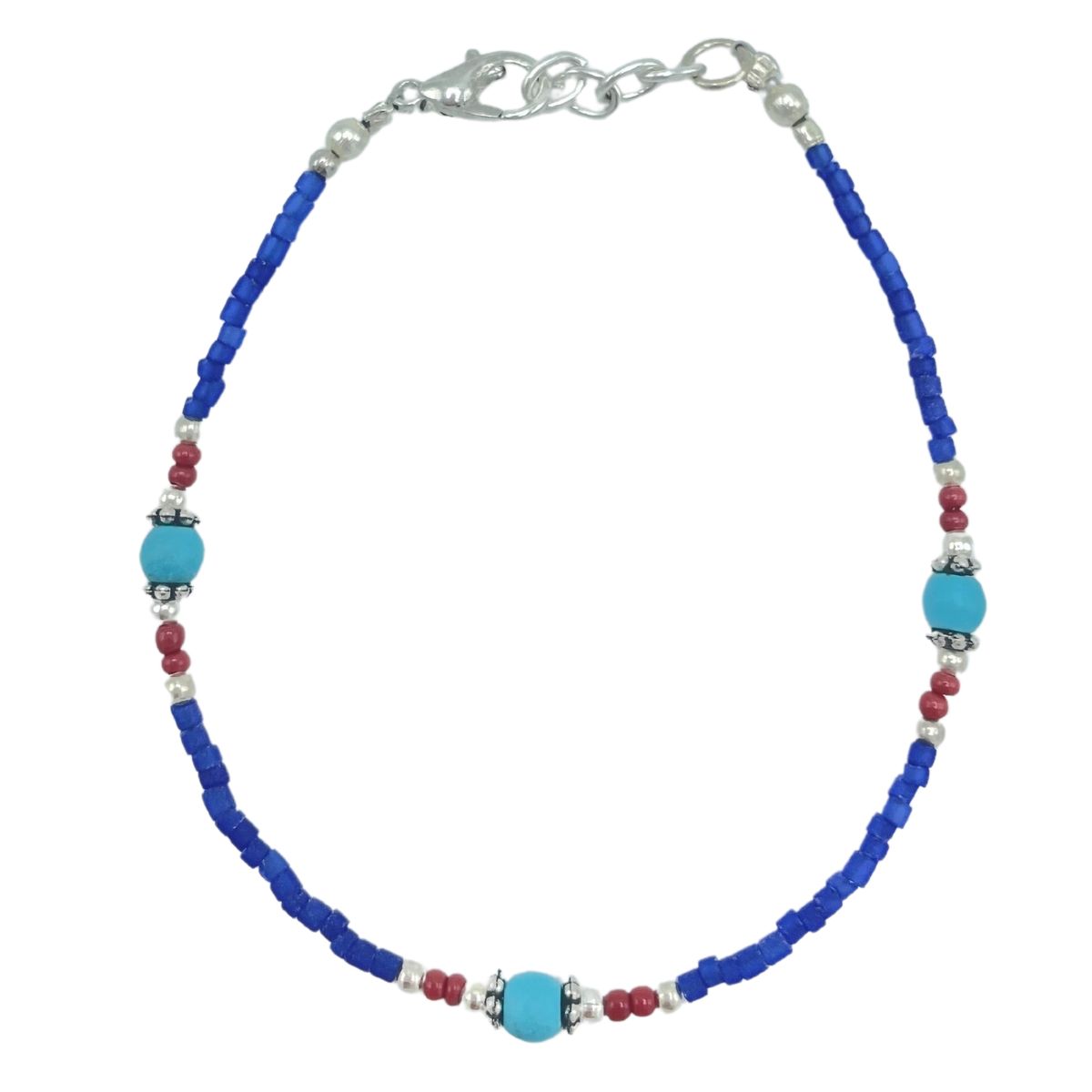 Pulseira nepalesa com pedras preciosas extrafinas - Ônix azul