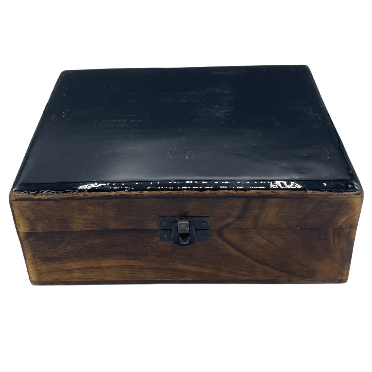 Caixa Grande de Cerâmica Esmaltada - 20x15x7,5 cm - Preta