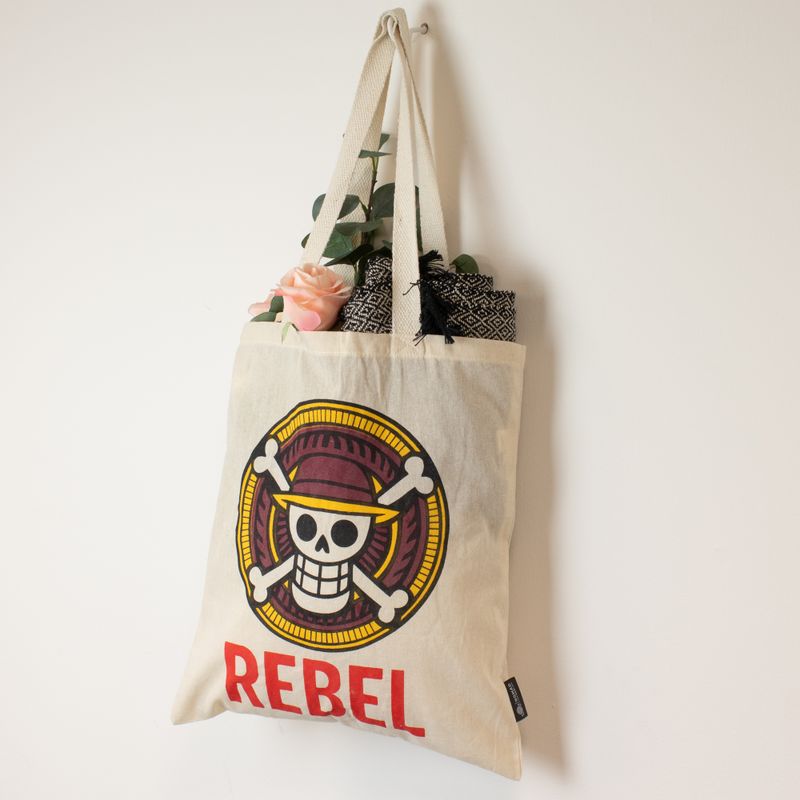Iconic Basic Tote Bag - REBEL - (40x37cm) - Natural 4oz