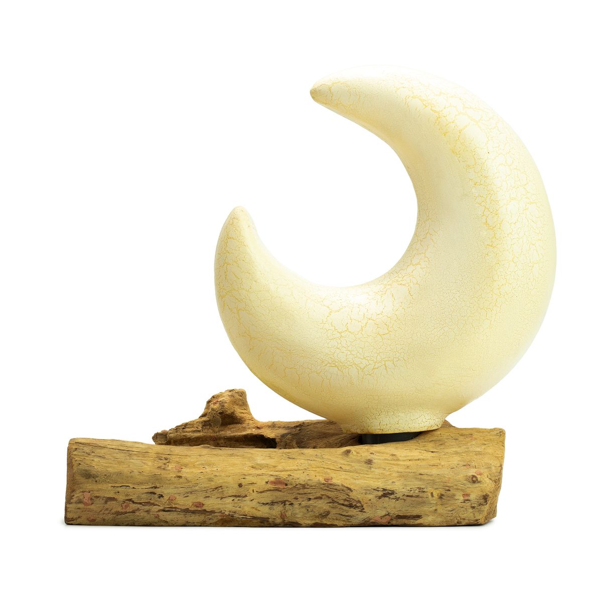 Candeeiro de mesa com abajur em forma de meia-lua craquelado – cinzento