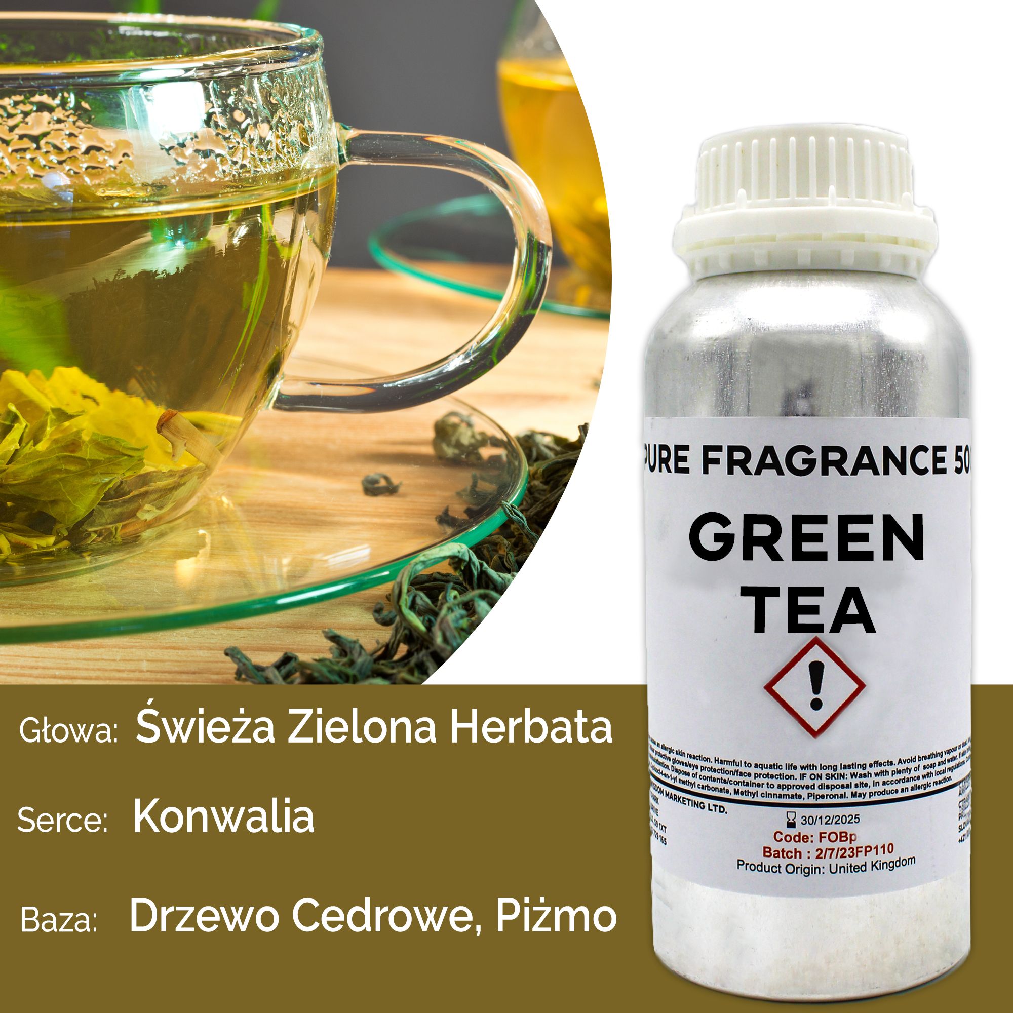 Óleo de Fragrância Puro de Chá Verde - 500 ml