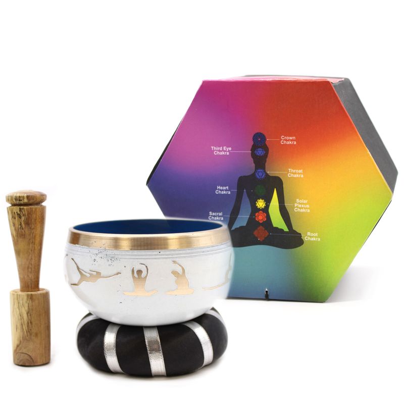 Yoga Moves Klangschalen-Set – Weiß/Blau 10,7 cm