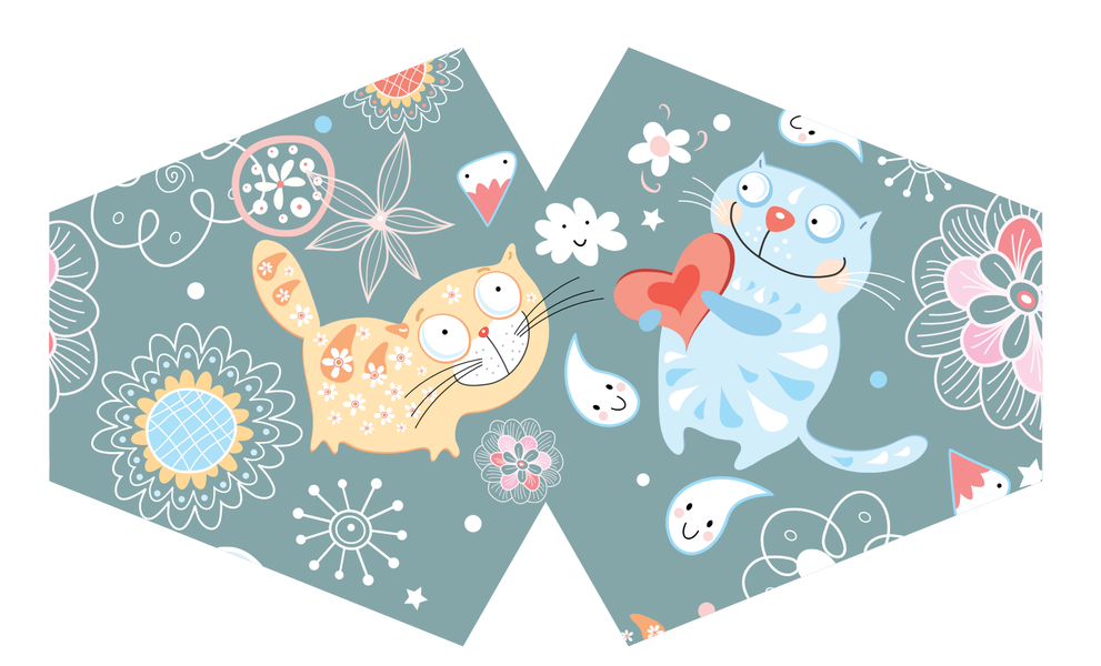 Återanvändbart Munskydd - Glada Katter (Barn)