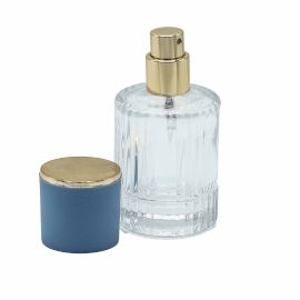 Frascos de vidro para perfume com pulverizador e tampa azul 30 ml