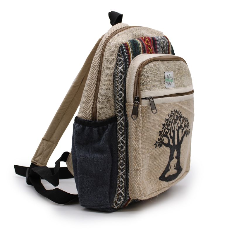 Petit Sac à Dos en Chanvre -  Design Arbre Bodhi