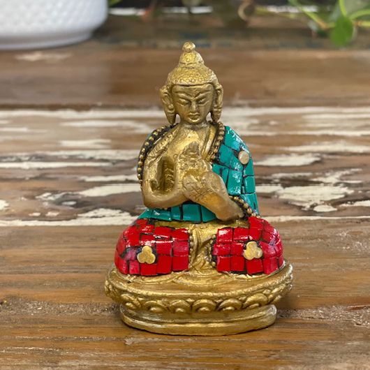 Figurine de Bouddha en Laiton - Mains levées - 7,5 cm