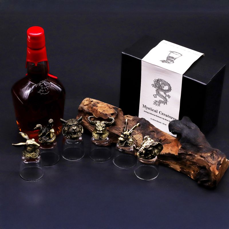 Gift Set of 6 Bottom Up Shot Glasses (50ml) - Mystical Creatures