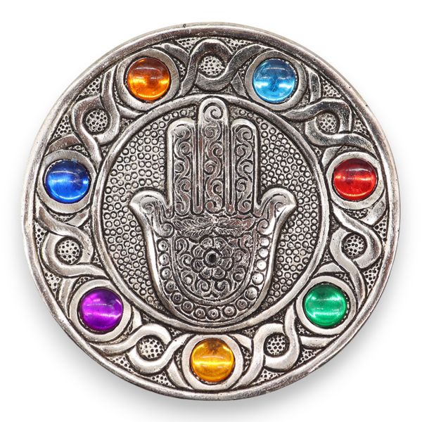 Porta-Incenso Hamsa dos 7 Chakras 11,5 cm