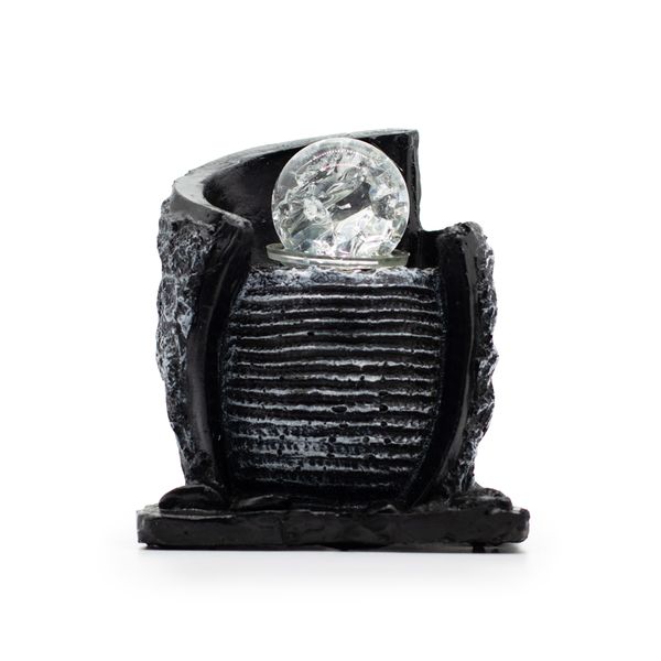 Fuente decorativa de agua de mesa -15x13x20 cm - Recipiente de agua y bola de cristal