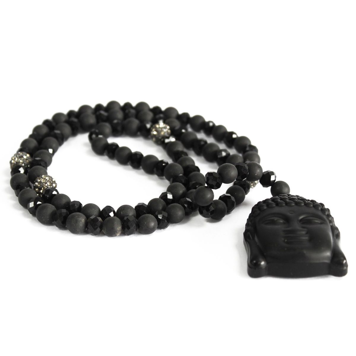Buda / pedra preta - colar de pedras preciosas