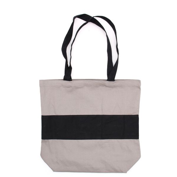 Bolso de algodão em dois tons - 38x42x12cm - Cinza e Preto - 10oz