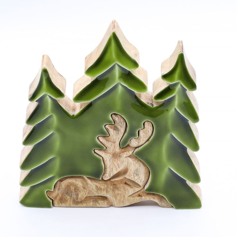 Lost in the Forest -  Stag in the Forest 3D Wooden Decoration