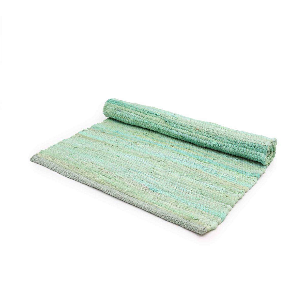 Pequeno tapete indiano de algodão tecido à mão - 50x90 cm - Verde