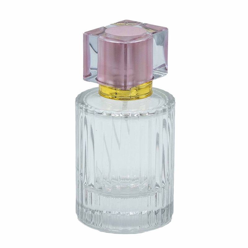 Rose Doux - Flacon rond nervuré de 50 ml, vaporisateur et bouchon