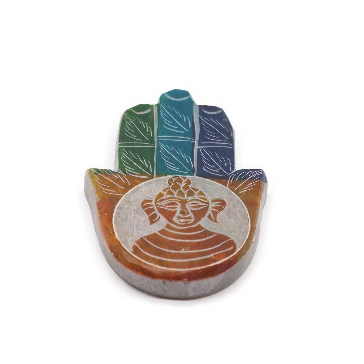 Porta-incenso Hamsa de esteatita 9x6 cm - Buda