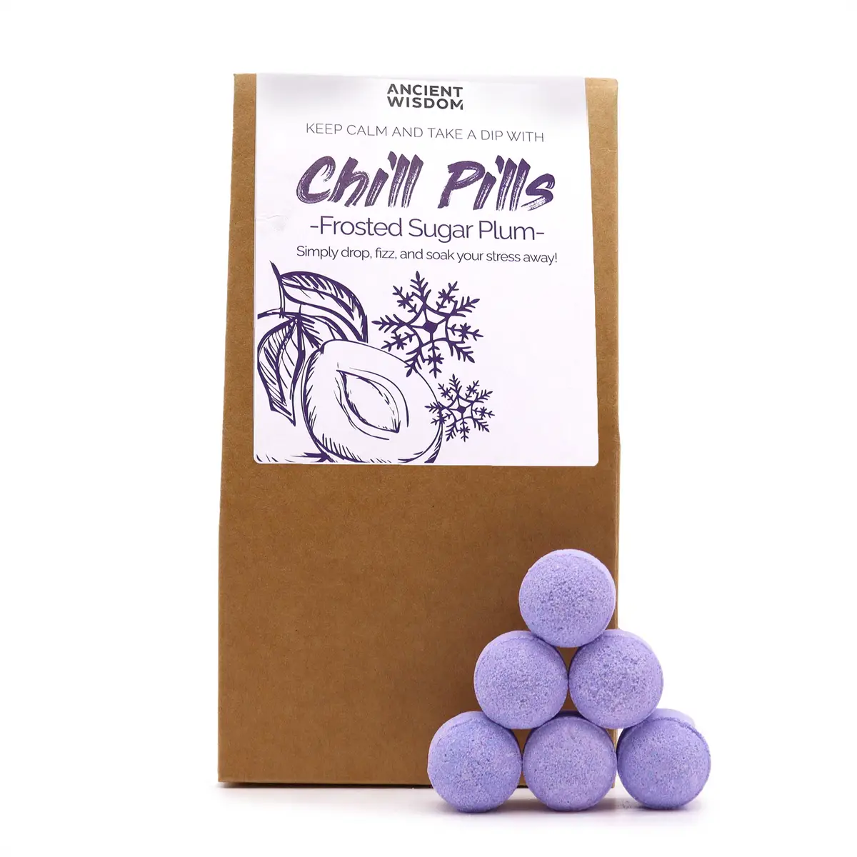 Chill Pills Gift Pack 350g - Frosted Sugar Plum — Bath · GlowDuty apothecary