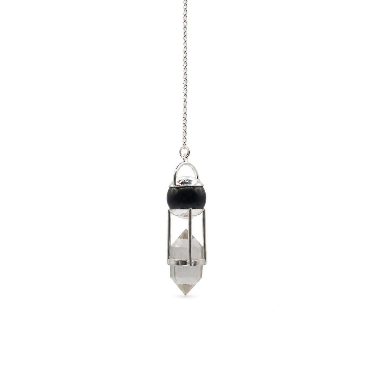 Shadow Seer - Double Power Pendulum - Obsidian Globe - Clear Quartz Double Terminated