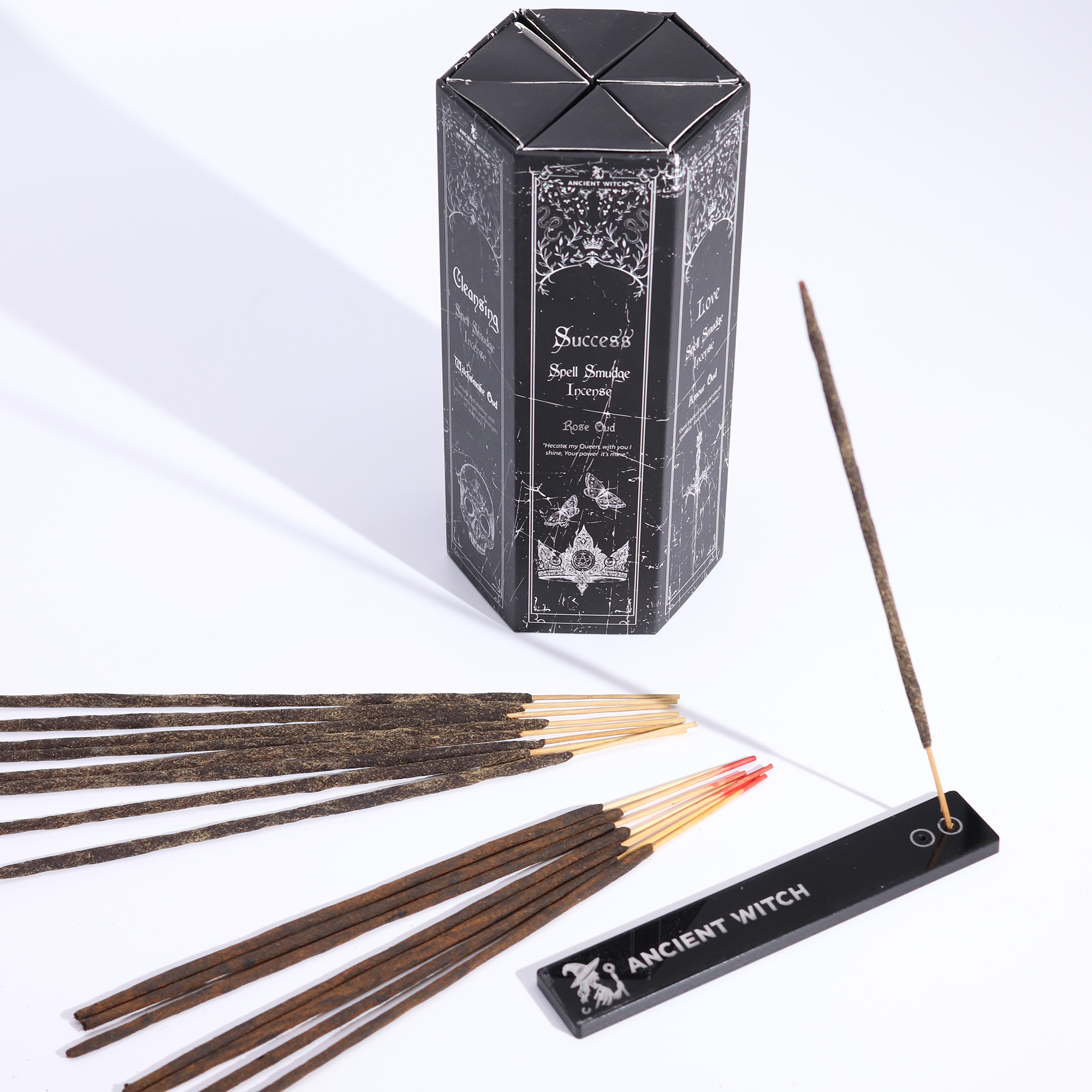 Expositor de Incenso em Pirâmide – Pack Inicial de 5 Aromas Incensos Ancient Witch