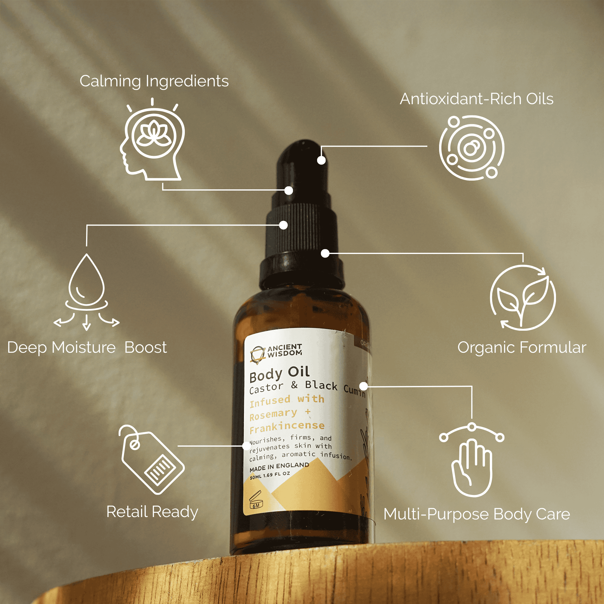 Aceite Corporal Organico 50 ml - Romero & Incienso