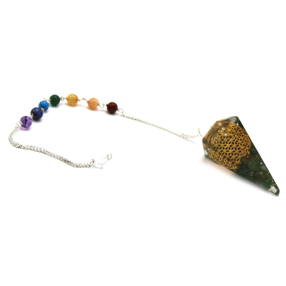 Pêndulo do Chakra do Poder de Orgonita - Flor da Vida
