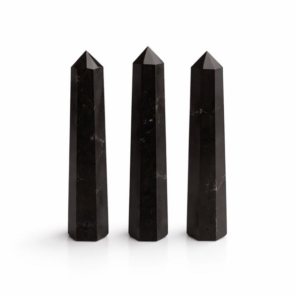 Punta obelisco de seis caras de piedra preciosa, aprox. 11 cm - Turmalina negra