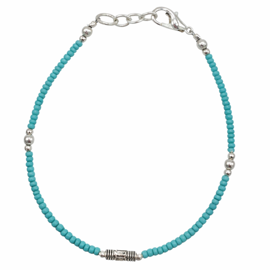 Pulseira nepalesa de pedras preciosas extrafinas - Turquesa e lágrima