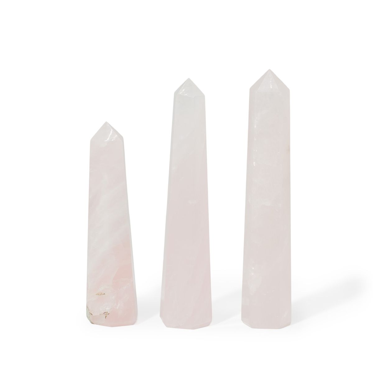 Ponta obelisco de seis faces em pedra preciosa, aprox. 11 cm - quartzo rosa