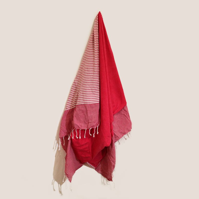 Serviette Paréo Coton - 100x180 cm - Rose Chaud