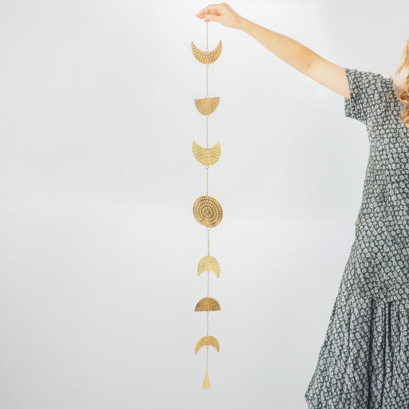 Indian Chimes - Brass Moon Phases Drop with Bell - 1m