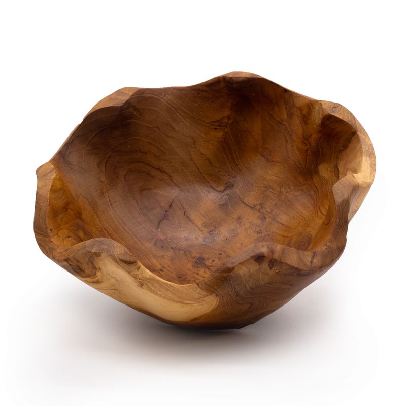 Bol moyen en bois de teck lisse - 21x9cm