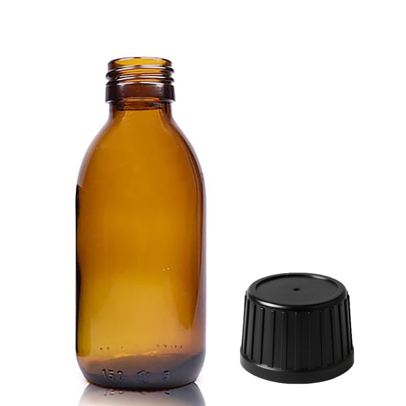 150ml Jantarová Skleněná Lékovka - Bez Uzávěru