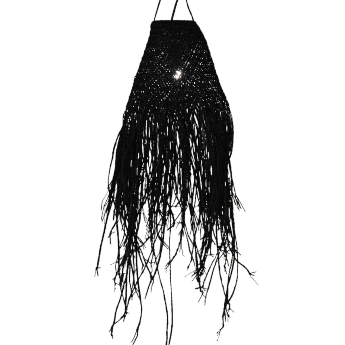 Abajur de suspensão preto trançado - 20x15 cm