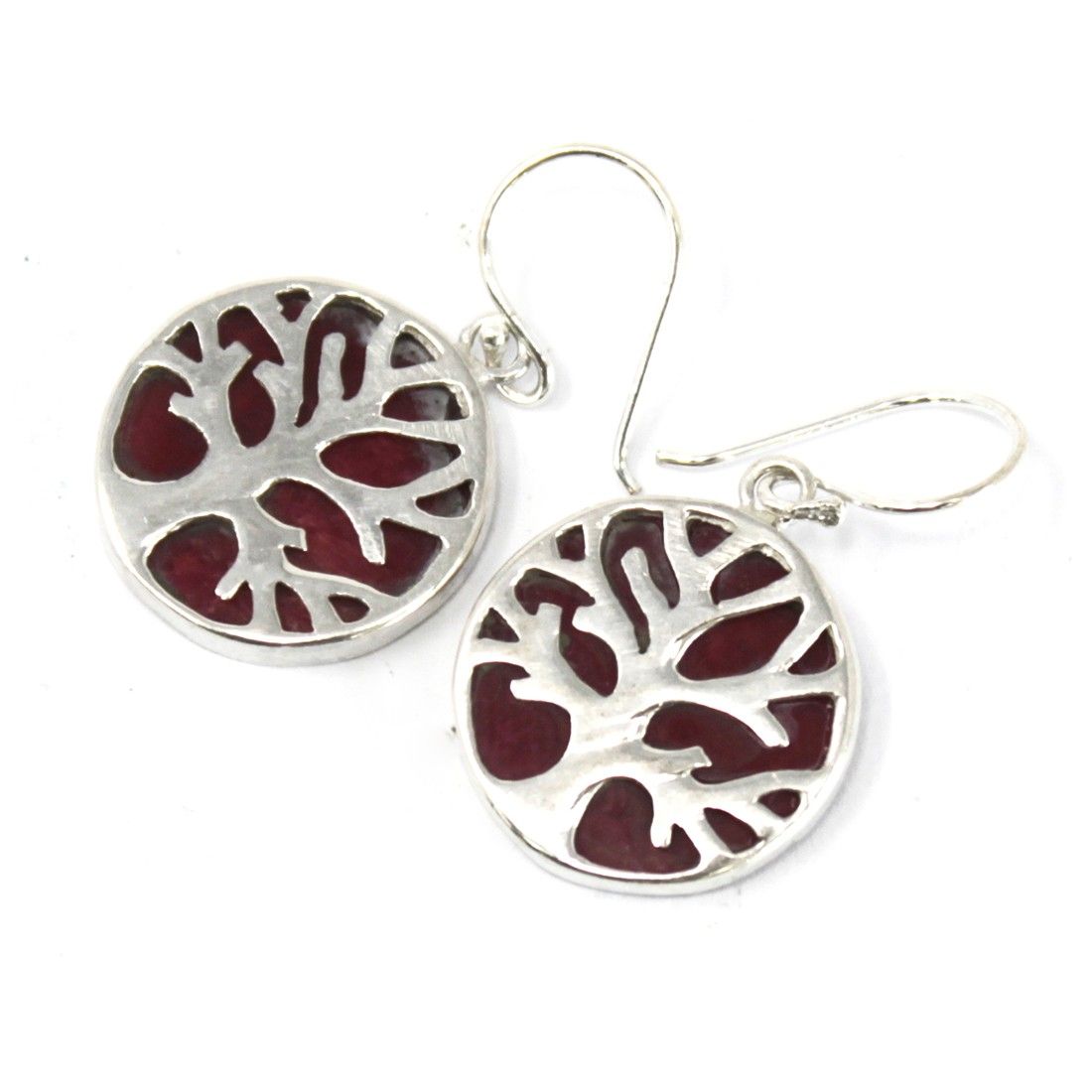 Brincos de Prata Árvore da Vida 15 mm - Efeito Coral