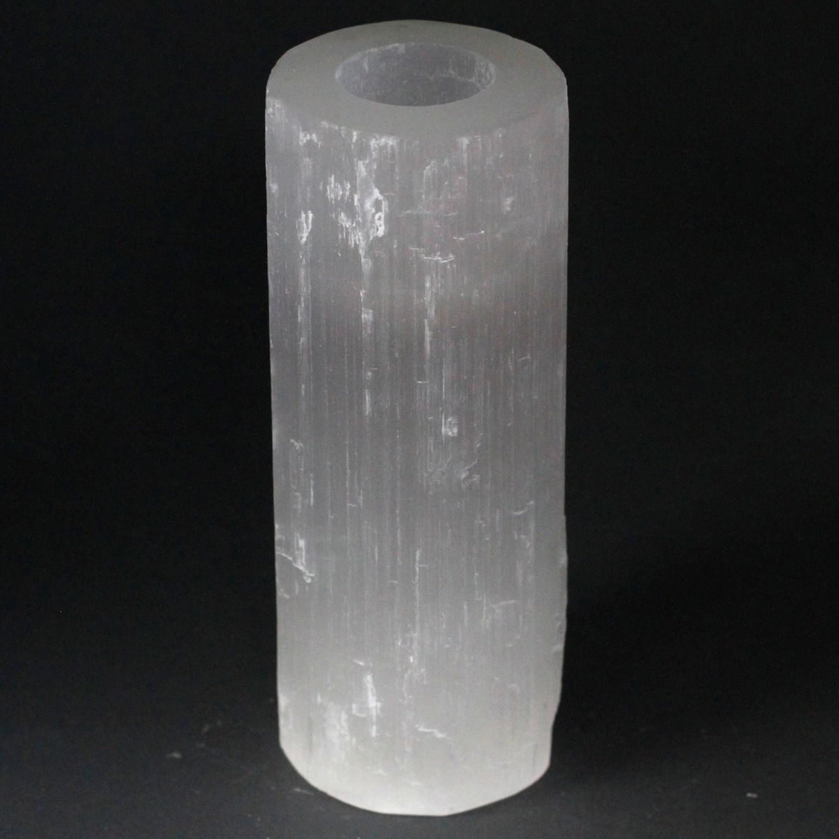 Candelabro de selenita cilíndrico - 20 cm