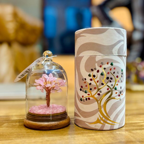 Árvore de Gemas em Jardim Cúpula - Quartzo Rosa - 30 Pedras