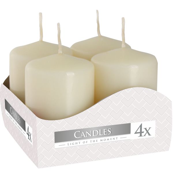 Conjunto de 4 Velas Pilares 40x60mm - Marfim