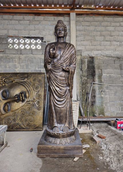 Tall Antique Gold Standing Buddha Statue - 3m Tall
