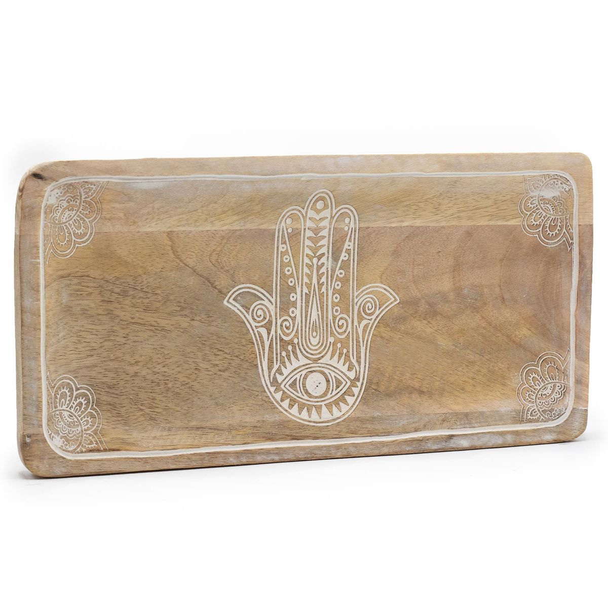 Bandeja larga 30x15x2,5 cm - Hamsa Branca